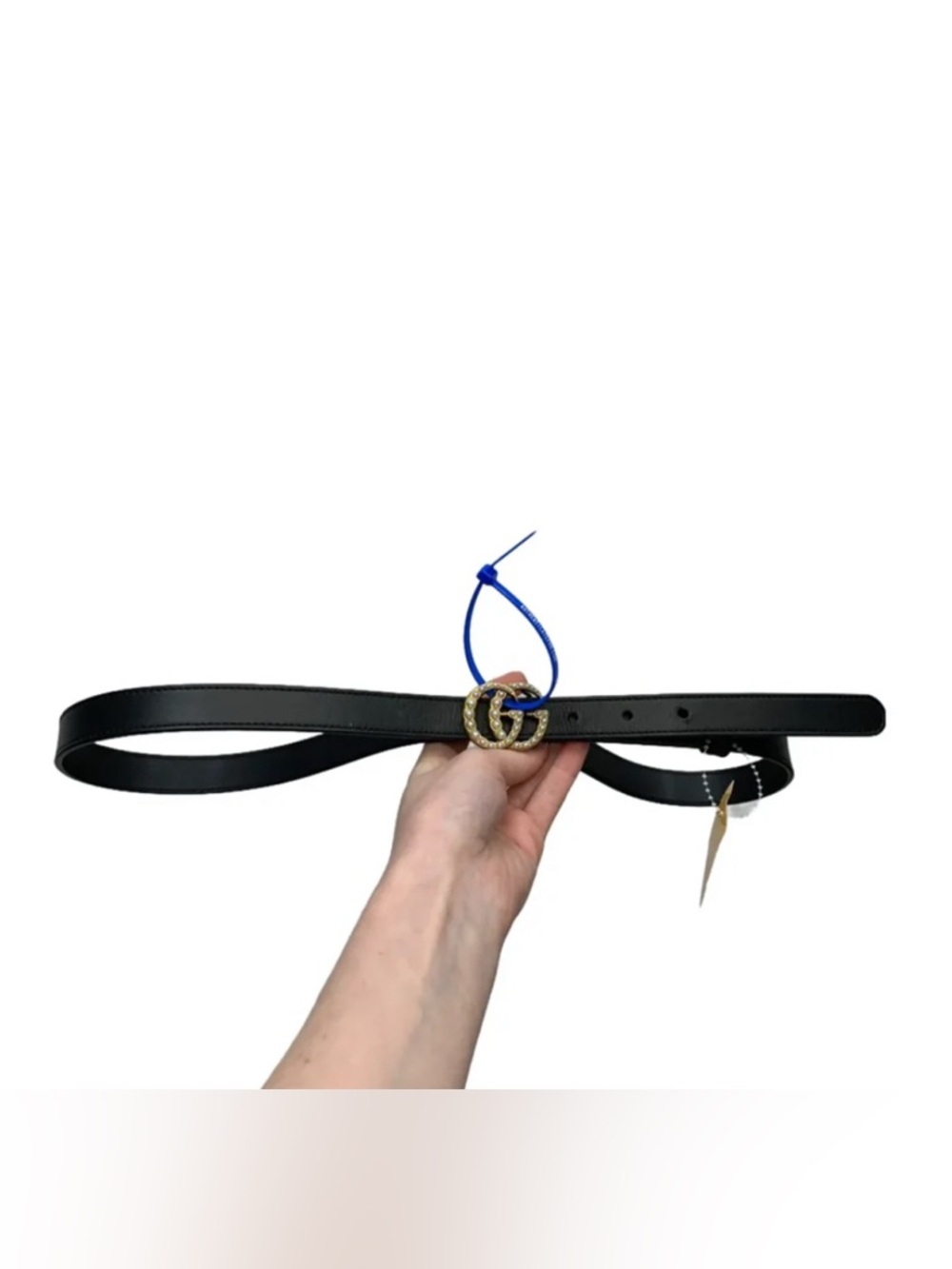 Gucci Black Leather Belt with Double Ring Buckle with authentication